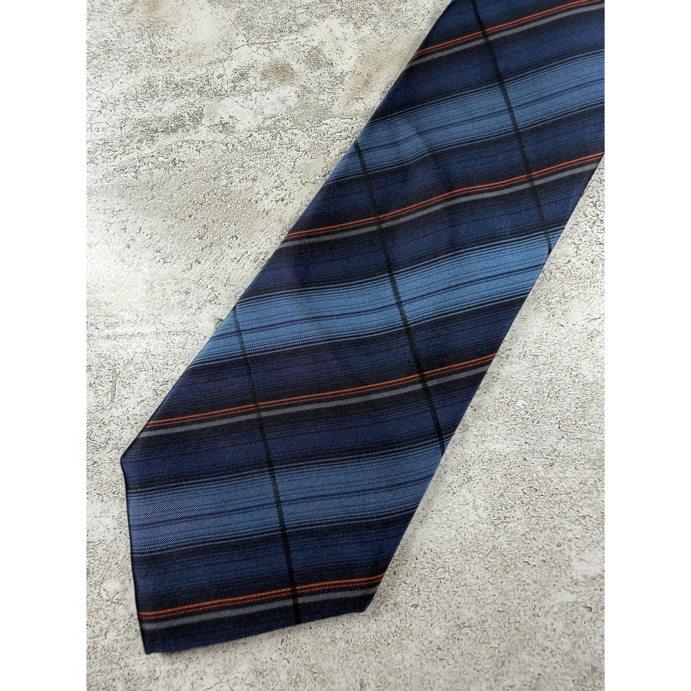 ZARA Tie Mens One Size Blue Pointed Plaids & Checks Classic Width Logo